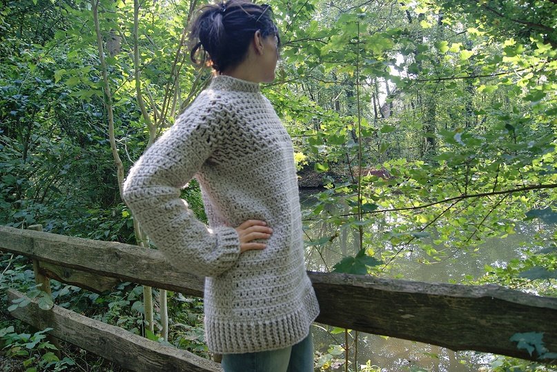 Häkelpullover NATUR (Oversize / Unisize - leicht an alle Größen anzupassen)