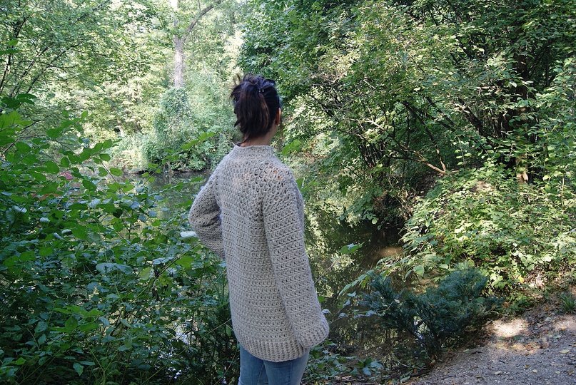 Häkelpullover NATUR (Oversize / Unisize - leicht an alle Größen anzupassen)