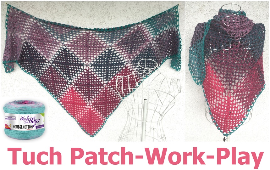 Tuch Patch-Work-Play aus 1 BOBBEL COTTON von Woolly Hugs häkeln