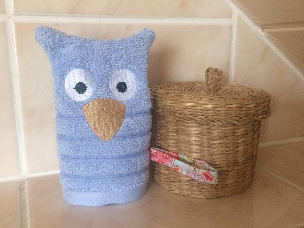 Eulen-Waschlappen Stickdatei ♥ ITH 13x18