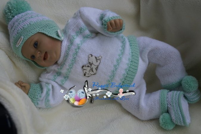 Strickanleitung für Baby's u. Reborns Modell Fritzi Gr. 50 - 56 4-teilig