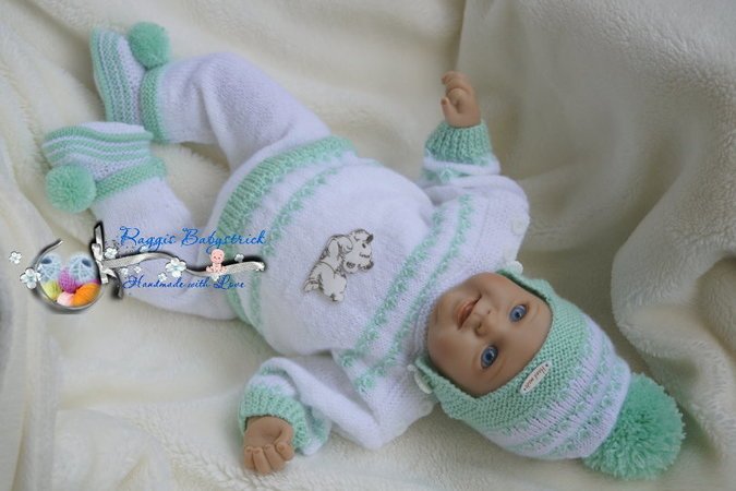 Strickanleitung für Baby's u. Reborns Modell Fritzi Gr. 50 - 56 4-teilig