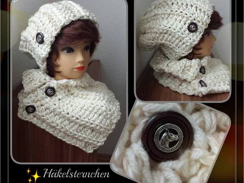 Häkelanleitung zu Winterset "Husky" - Mütze & Kragenschal - alle Größen - einfach & schnell