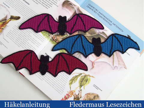 163DE Häkelanleitung Fledermaus Lesezeichen - PDF Zabelina CP