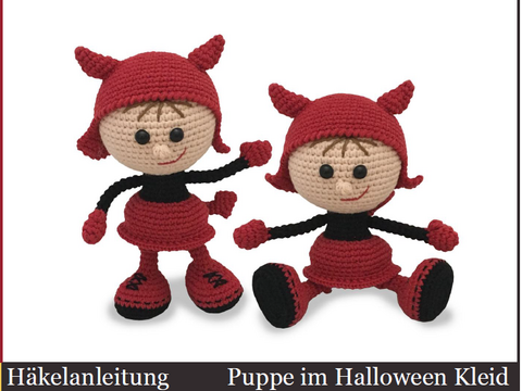 158DE Häkelanleitung Puppe im Halloween Kleid - Amigurumi PDF Stelmakhova CP