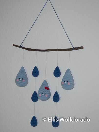 Regentropfen-Mobile, Häkelanleitung