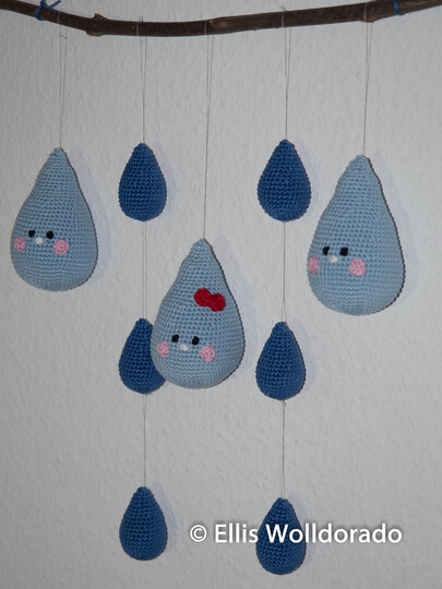 Regentropfen-Mobile, Häkelanleitung