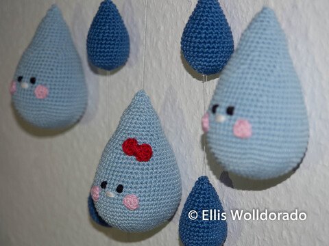 Regentropfen-Mobile, Häkelanleitung