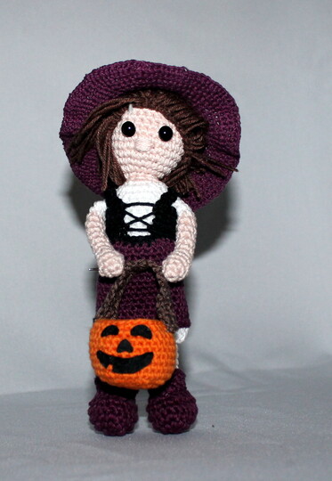 Halloween Set Junge als Tod verkleidet, Mädchen als Hexe, Kürbis und Spinne Häkelanleitung deutsch