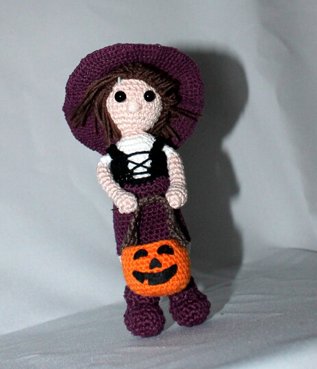 Halloween Set Junge als Tod verkleidet, Mädchen als Hexe, Kürbis und Spinne Häkelanleitung deutsch