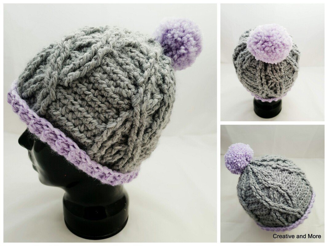 Trendige Häkelmütze mit Reliefmuster