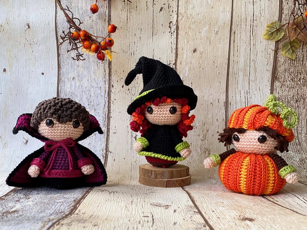 Halloween-Trio: Witch, Pumpkin & Vampire – Crochet Pattern - Image 4