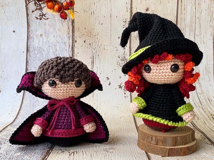 Halloween-Trio: Hexe, Kürbis & Vampir – Häkelanleitung