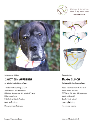 DANDY slip-on: pattern add-on reversible dog bandana sewing tutorial