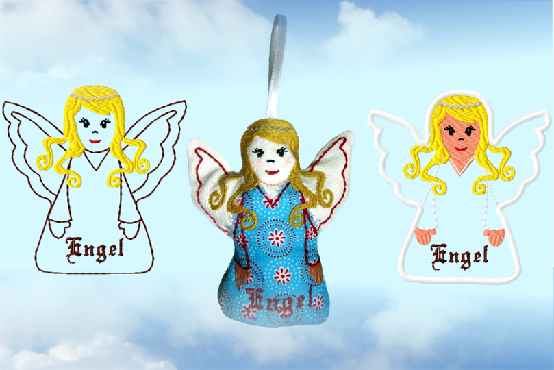 Stickdatei "Engel“ drei Varianten ab Rahmen 10 cm x 10 cm