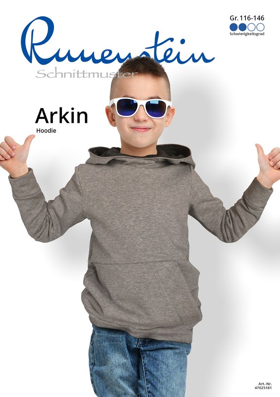 Arkin Hoodie 116-146 Schnittmuster &amp; Nähanleitung