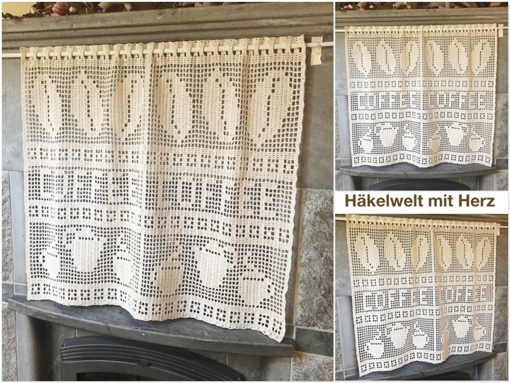Häkeln / Gardine "Coffee" + Bonus