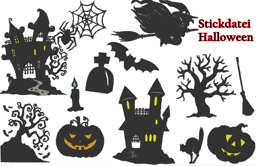 Halloween Silhouette Stickdatei