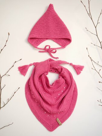 Knitting Pattern Sweetie-Set Baby Hat & Triangular Scarf - 0-5yo – No.209