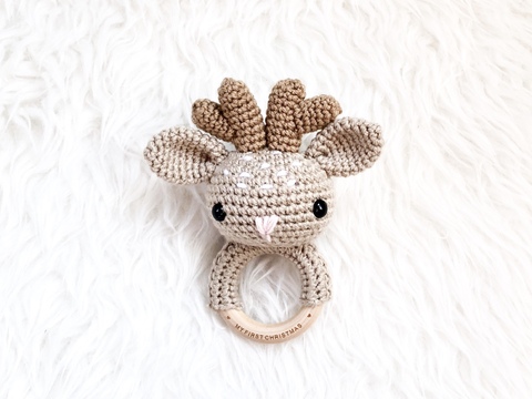 Häkelanleitung Babyrassel Rentier "Rudi"