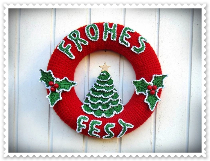 Häkelanleitung Weihnachts Türkranz Frohes Fest