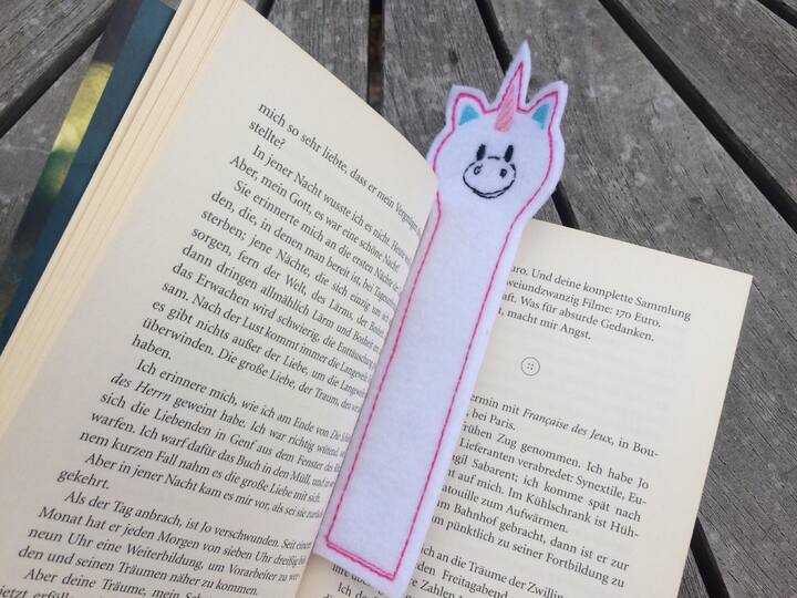 Lesezeichen Einhorn Stickdatei ♥ ITH 13x18