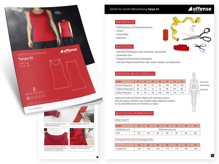 Basic Top/Shirt "Tanya-01" - Schnittmuster + Nähanleitung