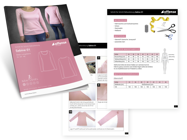 Basic Longsleeve "Sabine-01" - Schnittmuster + Nähanleitung