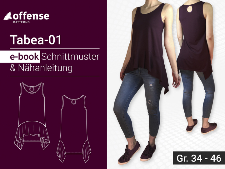 Basic Shirt/Top mit Volant "Tabea-01" - Schnittmuster + Nähanleitung