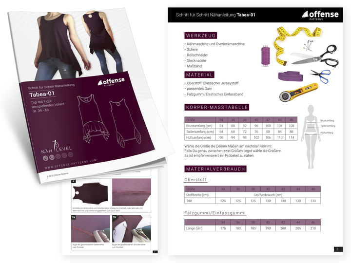 Basic Shirt/Top mit Volant "Tabea-01" - Schnittmuster + Nähanleitung