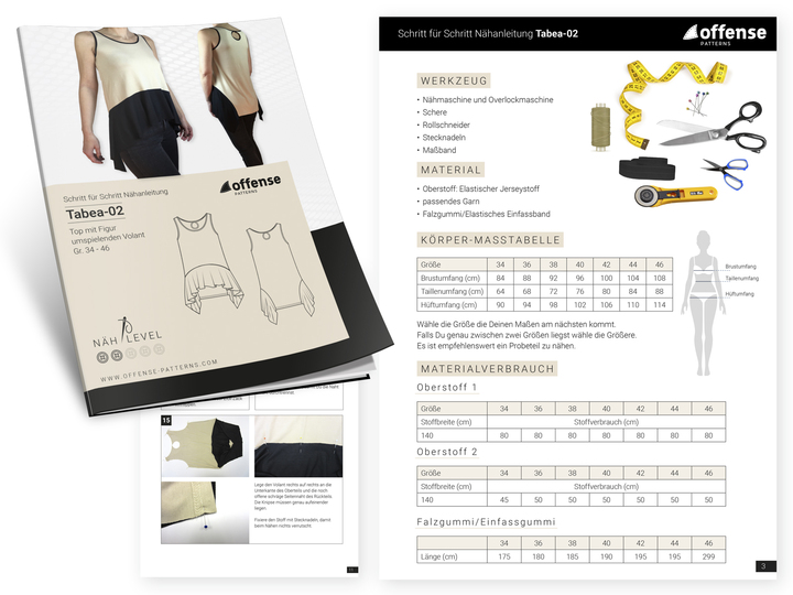 Top/Shirt mit Volant "Tabea-02" - Schnittmuster + Nähanleitung