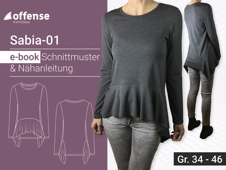 Longsleeve mit Volant "Sabia-01" - Schnittmuster + Nähanleitung
