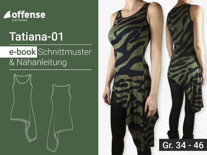 Basic Top mit asymmetrischem Volant "Tatiana-01" - Schnittmuster + Nähanleitung