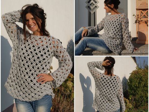 Häkelpulli STREET-STYLE (Oversize, Gr. S/M, L/XL)