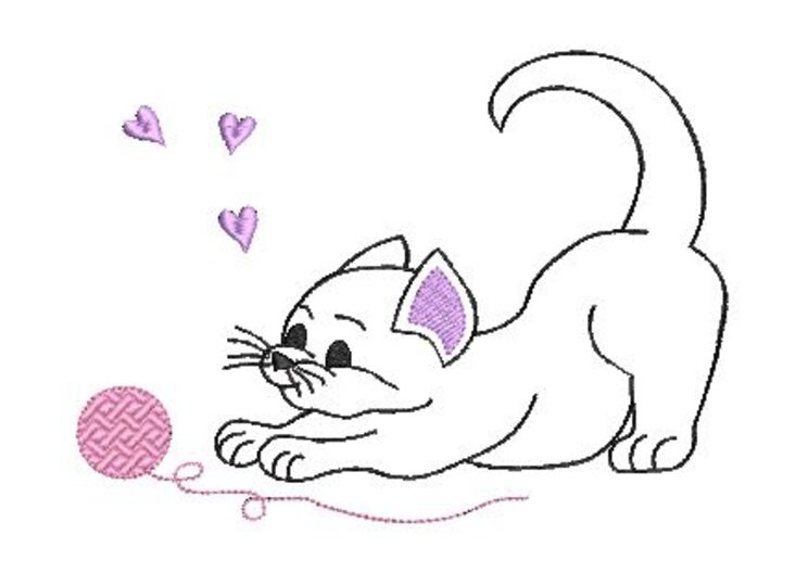 Stickdatei Katze doodle 3er SET für den 13x18cm Rahmen