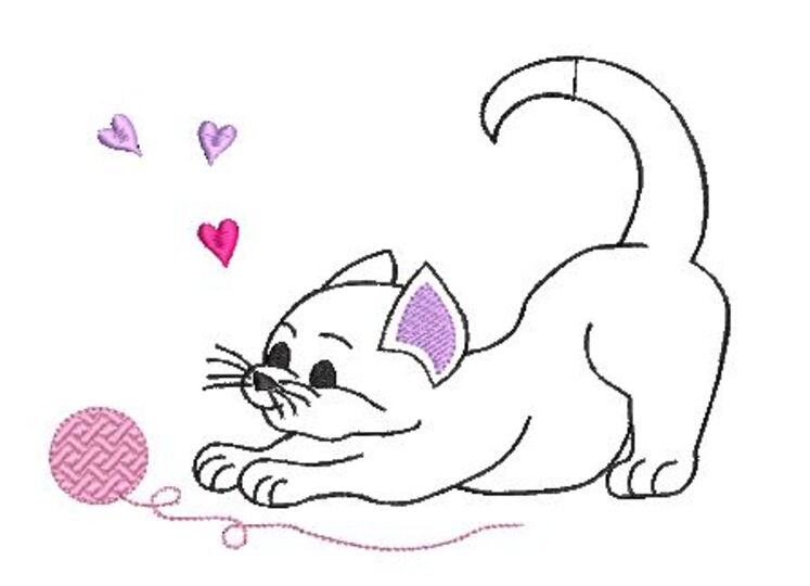 Stickdatei Katze doodle 3er SET für den 13x18cm Rahmen