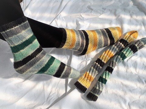 Spiralsocken ohne Ferse gestrickt, in allen Größen für Anfänger geeignet!