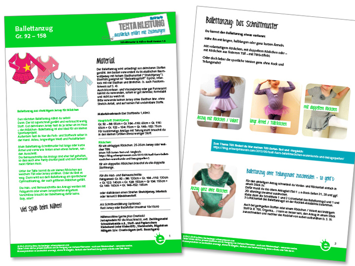Ballettanzug für Mädchen • Gr. 92-152 • Näh-E-Book Deutsch