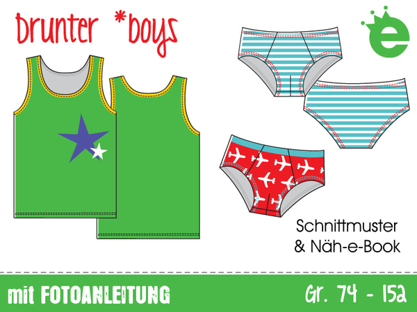 Drunter *boys • Gr. 74-152 • E-Book & Schnittmuster Kinder-Unterwäsche