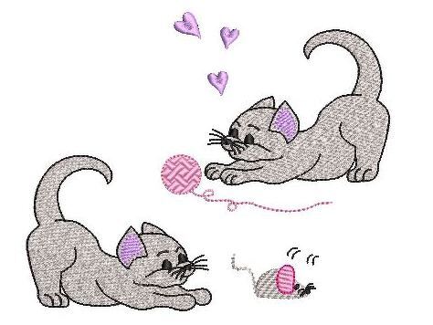 Stickdatei Katzen Vollstick SET