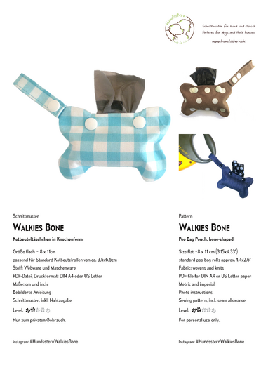 WALKIES BONE V1 Kotbeuteltasche, mit Beleg. Nähanleitung+Schnitt