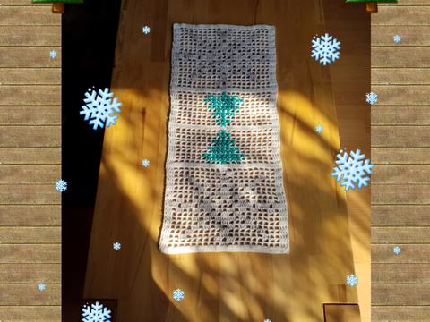 Tischläufer Schneeflocke + Tanne