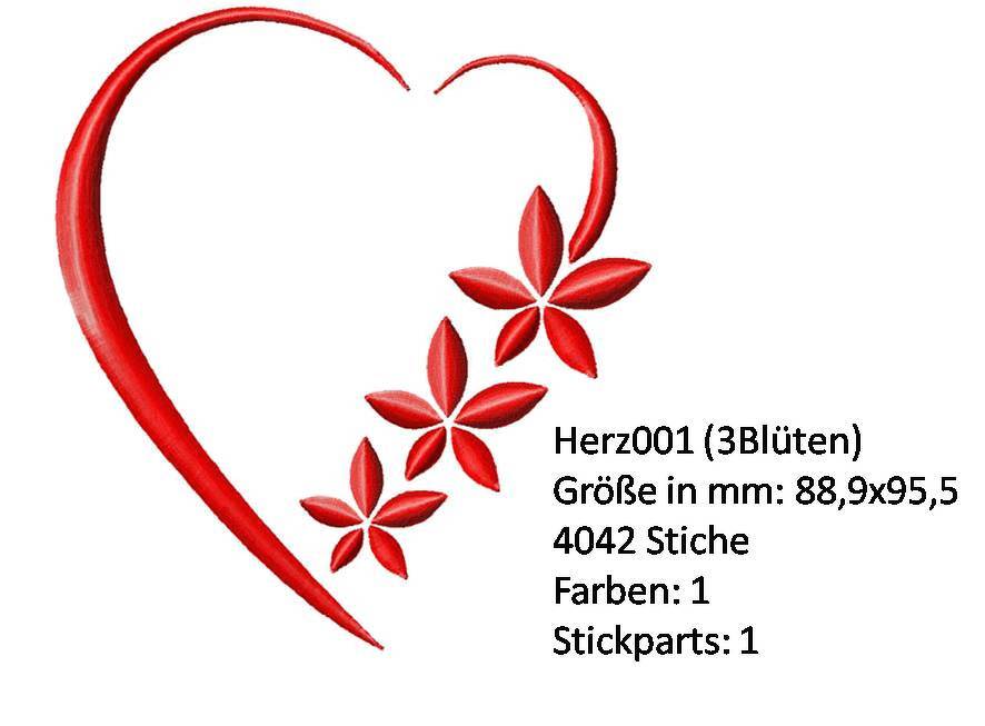 Herz Stickdatei in 3 Größen - Bild 4