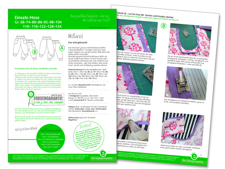 Einsatz-Hose  || Gr. 68-134  || Näh-E-Book mit PDF Schnittmuster
