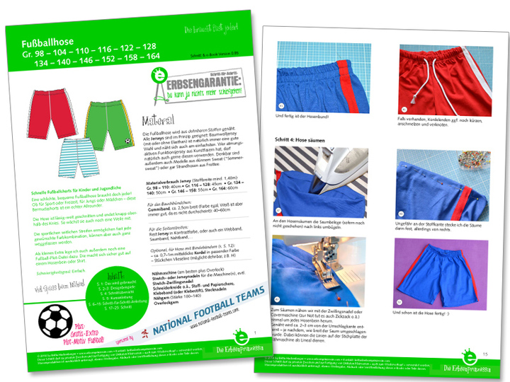 Fußballhose // Gr. 98–164 Schnittmuster & Näh-E-Book