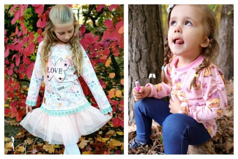 gerafftes Langarmshirt mit Puffärmeln Julia Gr. 86 - 140 für Jersey und Sweatstoff Schnittmuster