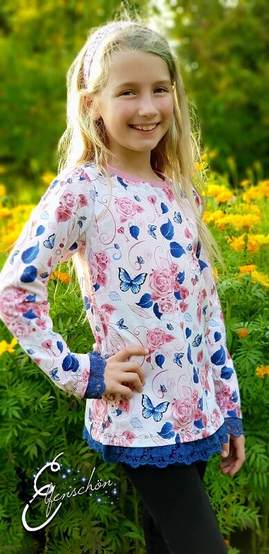 gerafftes Langarmshirt mit Puffärmeln Julia Gr. 86 - 140 für Jersey und Sweatstoff Schnittmuster - Bild 2