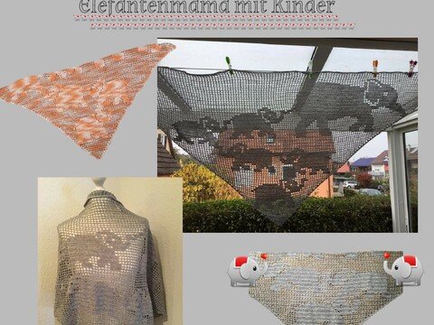 Motivtuch Elefantenmama mit Kinder