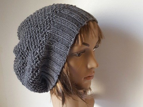 Strickanleitung lässige Beanie, Longbeanie, Mütze unisex ca. 54 - 58 cm