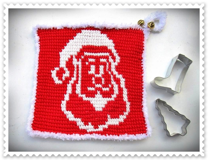 Nikolaus Topflappen tunesisch gehäkelt